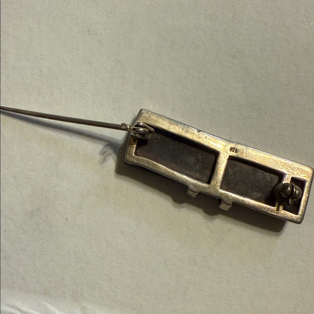 Sterling Silver 925 Rectangular Brooch With Marca… - image 7